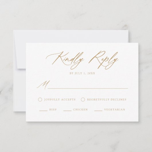 Elegante Goldkalligraphie - Meal Choice Hochzeit RSVP Karte (Vorderseite)