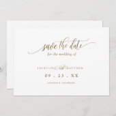 Elegante Goldkalligraphie, Minimalistische Hochzei Save The Date (Vorne/Hinten)