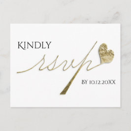 Elegante Goldkalligraphie mit Herz-UAWG Einladungspostkarte