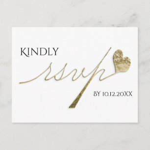 Elegante Goldkalligraphie mit Herz-UAWG Einladungspostkarte