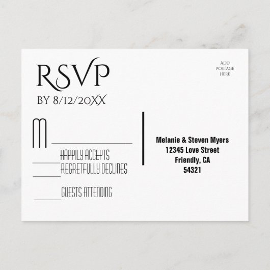 Elegante Goldkalligraphie mit Herz-UAWG Einladungspostkarte (Rückseite)