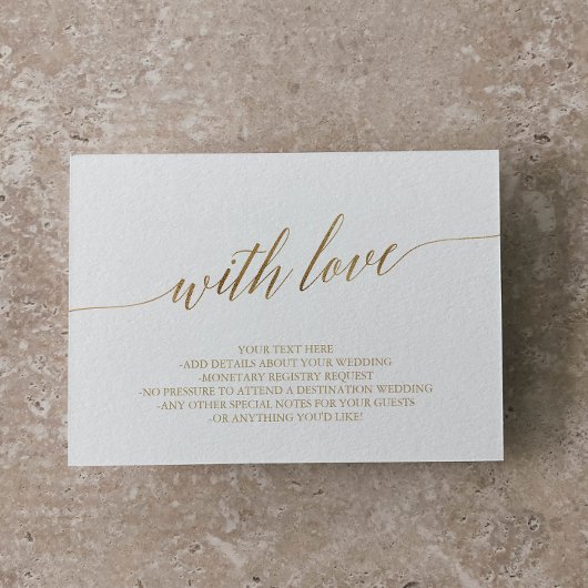 Elegante Goldkalligraphie mit Liebe Details Card Begleitkarte