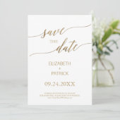 Elegante Goldkalligraphie Save the Date (Stehend Vorderseite)