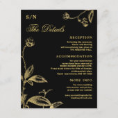 Elegante Goldkalligraphie, schwarze Hochzeitsdetai Begleitkarte (Vorderseite)