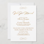 Elegante Goldkalligraphie Wir Got Verheirateten Em Einladung (Vorderseite)