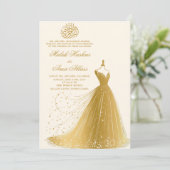 Elegante Goldkleidung Creme Islamische Hochzeit Einladung (Stehend Vorderseite)