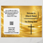 Elegante Goldkreuz-Kirchenmitteilung Flyer (Vorne)