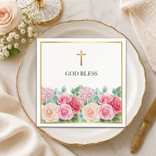 Elegante Goldkreuz-Rosen-Blumen  Serviette