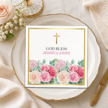 Elegante Goldkreuz-Rosen-Blumentaufe