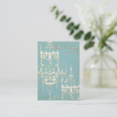 Elegante Goldleuchter mit Türkis-Hintergrund Visitenkarte (Stehend Vorderseite)