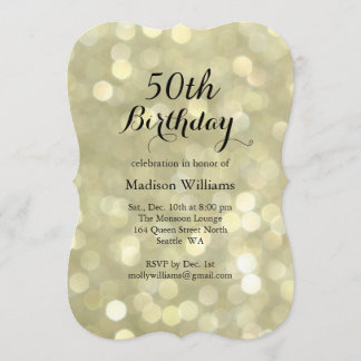 Elegante Goldlicht-50. Geburtstags-Einladung Einladung