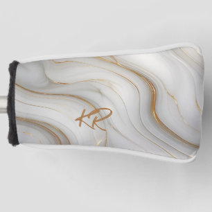 Elegante Goldmarmor-Monogramm-Geschenke Golf Headcover