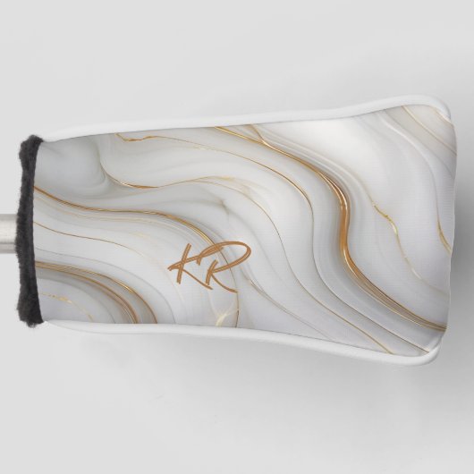 Elegante Goldmarmor-Monogramm-Geschenke Golf Headcover (Vorderseite)