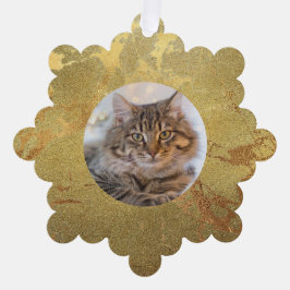 Elegante Goldmarmorkatze Ornament Karte
