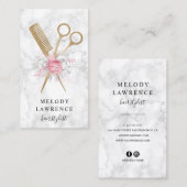 Elegante Goldmarmorschere und Kammhaarstylle Visitenkarte (Vorne/Hinten)