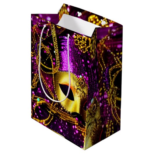 Elegante Goldmaske Mittlere Geschenktüte (Rückseite Schrägansicht)