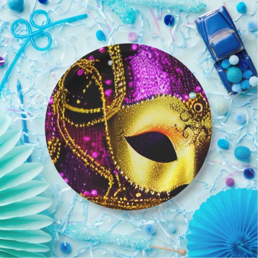Elegante Goldmaske Pappteller (Party)