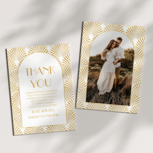 Elegante Goldmedaille Art Deco Dankeskarte