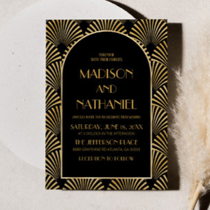 Elegante Goldmedaille Art Deco Einladung