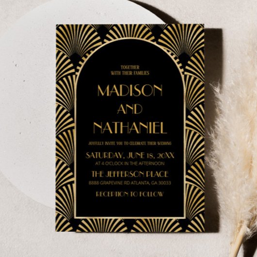 Elegante Goldmedaille Art Deco Einladung