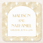 Elegante Goldmedaille Art Deco Rechteckiger Pappuntersetzer (Vorderseite)