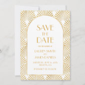 Elegante Goldmedaille Art Deco Save The Date (Vorderseite)