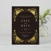 Elegante Goldmedaille Art Nouveau Save the Date Folieneinladung (Stehend vorne)