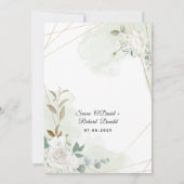 Elegante Goldmedaille Blumengrün Hochzeit Einladung (Rückseite)