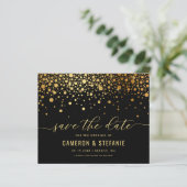 Elegante Goldmedaille Confetti Save the Date (Stehend Vorderseite)