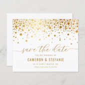 Elegante Goldmedaille Confetti Save the Date (Vorne/Hinten)
