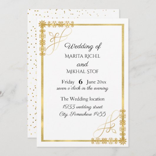 Elegante Goldmedaille Hochzeit Einladung (Vorne/Hinten)