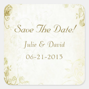 Elegante Goldmedaille Hochzeit Save the Date Quadratischer Aufkleber