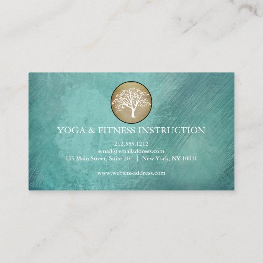 Elegante Goldmedaille Tree Yoga und Meditation B Visitenkarte (Rückseite)