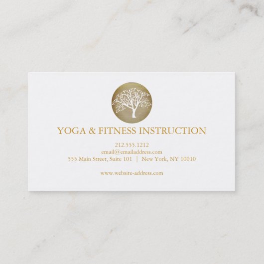 Elegante Goldmedaille Tree Yoga und Meditation B Visitenkarte (Rückseite)