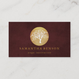 Elegante Goldmedaille Tree Yoga und Meditation B Visitenkarte
