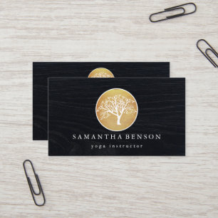 Elegante Goldmedaille Tree Yoga und Meditation Visitenkarte
