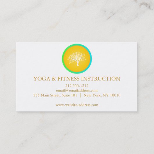 Elegante Goldmedaille Tree Yoga und Meditation Visitenkarte (Rückseite)