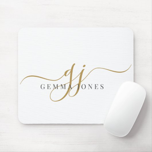 Elegante Goldmonogramm-Initialen Name Mousepad (Mit Mouse)