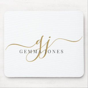 Elegante Goldmonogramm-Initialen Name  Mousepad