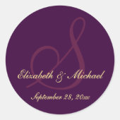 Elegante Goldname Monogram Wedding Save the Date Runder Aufkleber (Vorderseite)