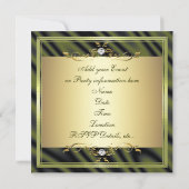 Elegante GoldOlivgrün-Seide-/Satin-Einladung Te Einladung (Rückseite)