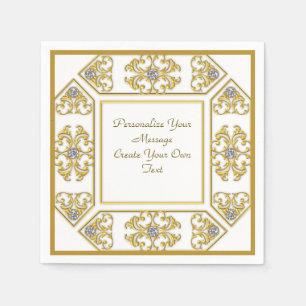 Elegante Goldornament-Diamanten personalisieren Serviette