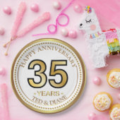 Elegante Goldpapierplatte mit bearbeitbarem Text Pappteller (Party)