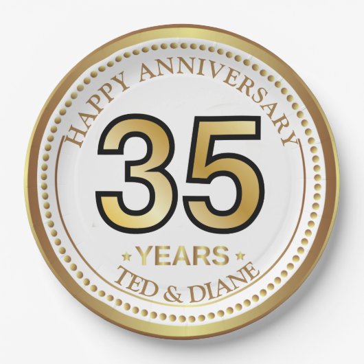 Elegante Goldpapierplatte mit bearbeitbarem Text Pappteller (Vorderseite)