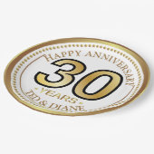 Elegante Goldpapierplatte mit bearbeitbarem Text Pappteller (Schrägansicht)