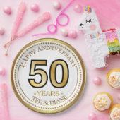 Elegante Goldpapierplatte mit bearbeitbarem Text Pappteller (Party)