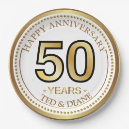 Elegante Goldpapierplatte mit bearbeitbarem Text Pappteller