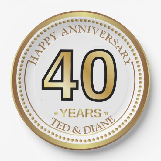 Elegante Goldpapierplatte mit bearbeitbarem Text Pappteller (Vorderseite)