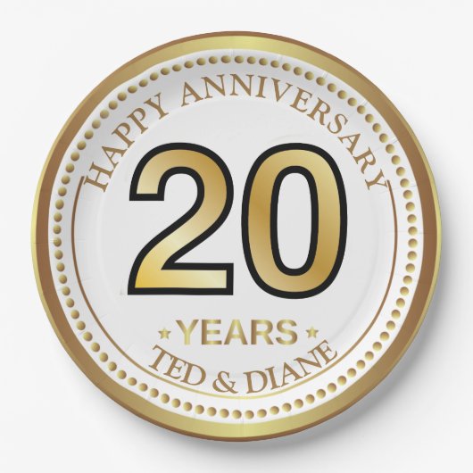 Elegante Goldpapierplatte mit bearbeitbarem Text Pappteller (Vorderseite)