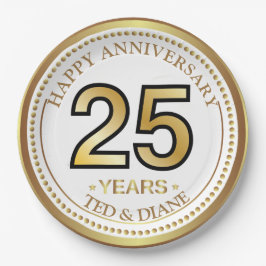 Elegante Goldpapierplatte mit bearbeitbarem Text Pappteller